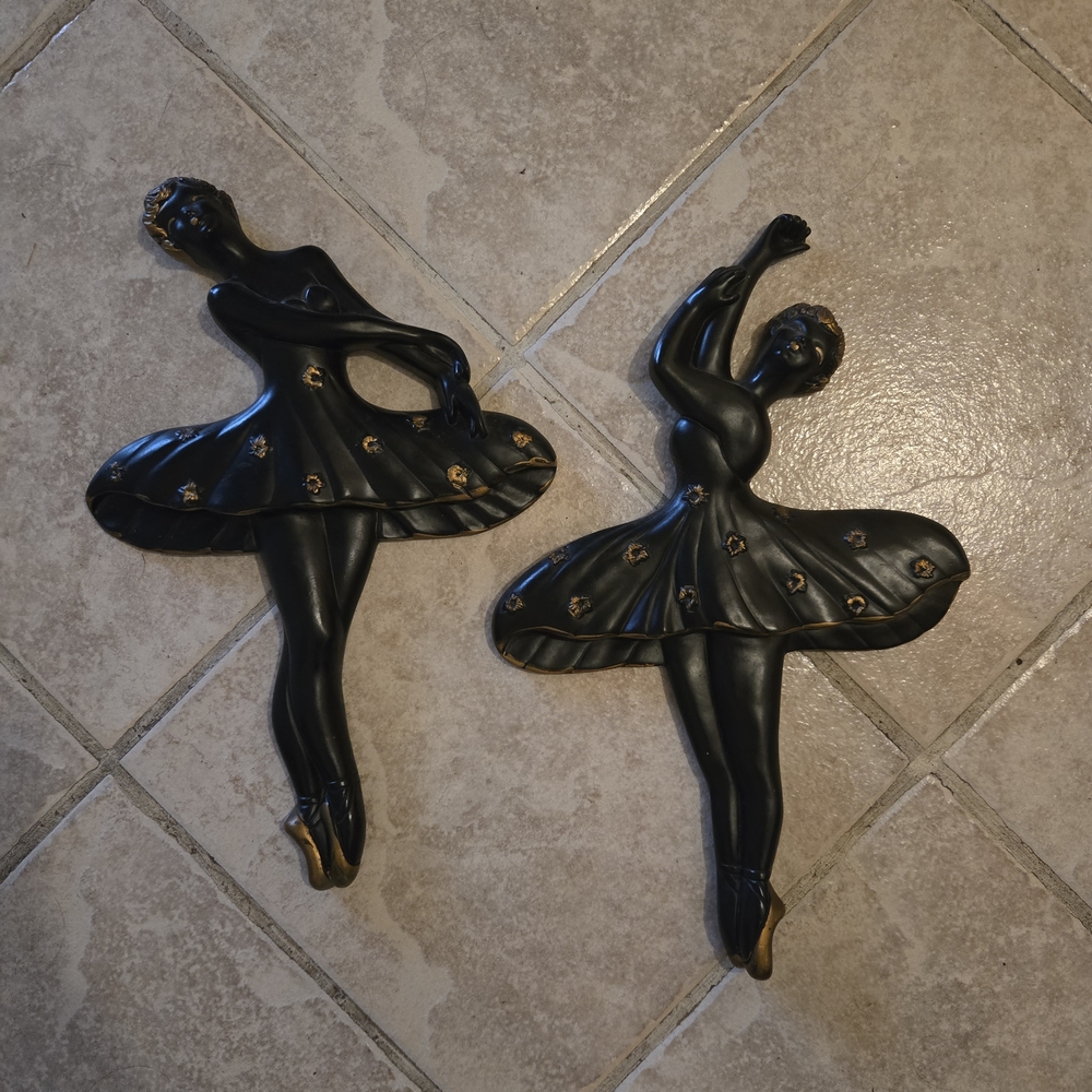 Elegant Black and Gold Ballerina Wall Decor Set